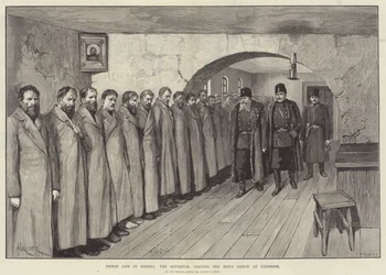 Prison Life na Sibiři, guvernér navštěvující mužskou věznici v Jenisejsku